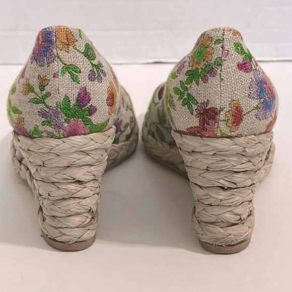 STUART WEITZMAN Floral Wedge Espadrille Peep-Toe Shoes 8.5 - Picture 7 of 12